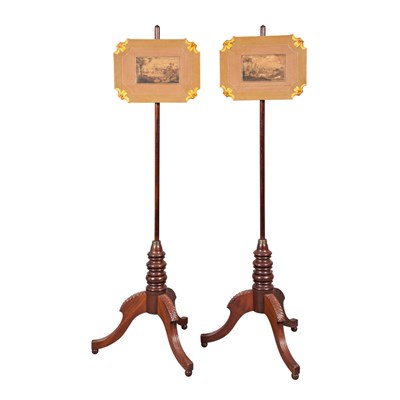 Lot 267 - Pair of Classical Mahogany Pole Screens Second...