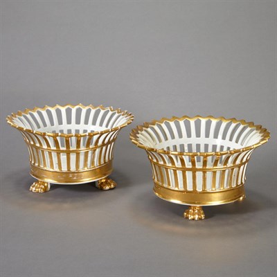 Lot 271 - Pair of Paris Porcelain Gilt Decorated Baskets...