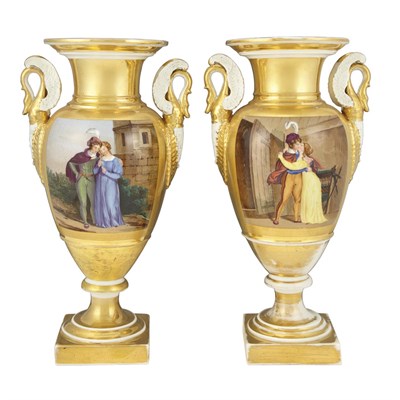 Lot 190 - Pair of Paris Porcelain Painted and Gilt...