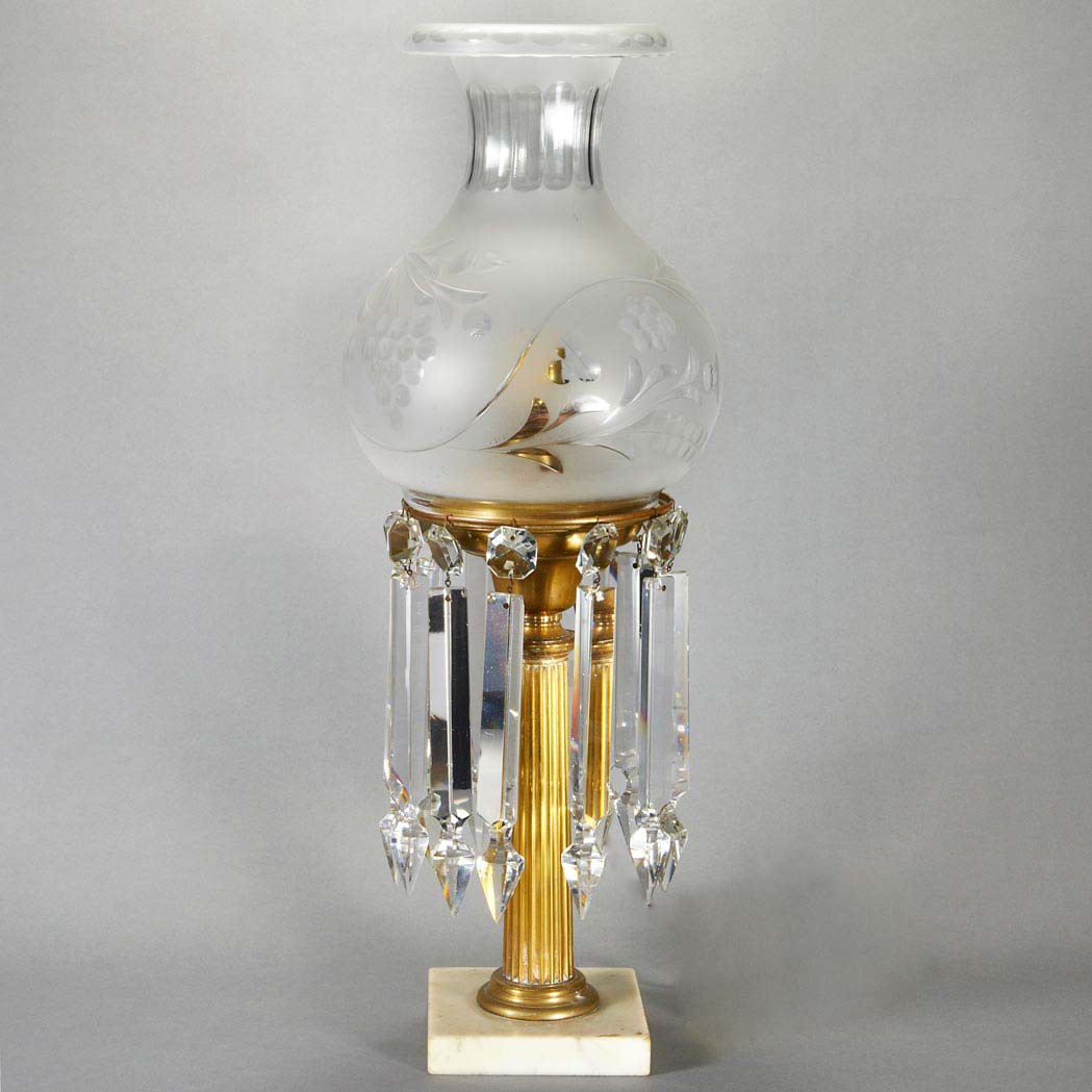 Lot 191 - Brass and Marble Girandole Lamp Second quarter...