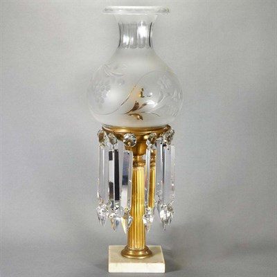 Lot 191 - Brass and Marble Girandole Lamp Second quarter...