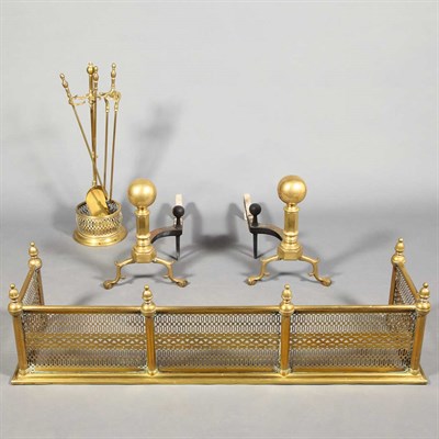 Lot 198 - Pair of Classical Style Brass Andirons Each...