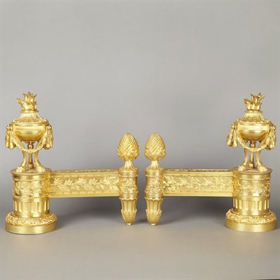 Lot 224 - Pair of Louis XVI Style Gilt-Bronze Chenets...