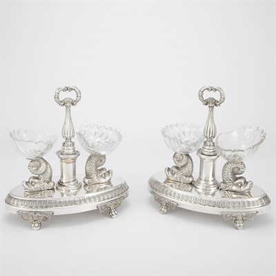 Lot 349 - Pair of Continental Empire Style Silver Double...