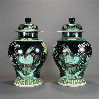 Lot 341 - Two Similar Chinese Famille Verte Glazed...