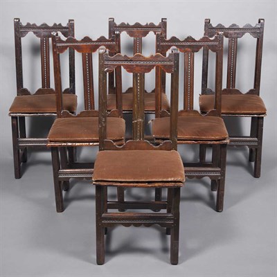 Lot 417 - Set of Six Continental Baroque Walnut Side...