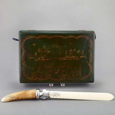 Lot 188 - Regency Gilt Decorated Green Lacquered Writing...