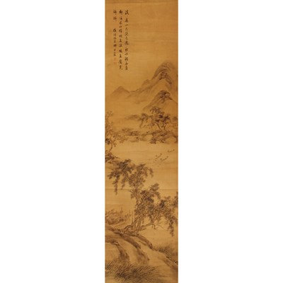 Lot 522 - Fang Xun (1736-1799) Hanging scroll, fishing...