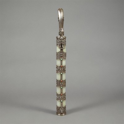 Lot 514 - Chinese Jade, Steel and Silver Dagger The...