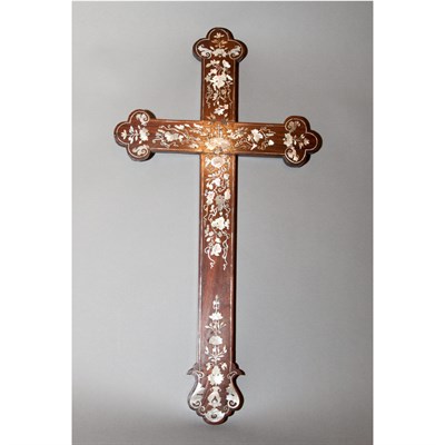 Lot 475 - Chinese Mother-of-Pearl Inlaid Hardwood Cross...