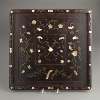 Lot 474 - Chinese Mother-of-Pearl and Brass Inlaid...
