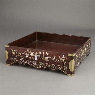 Lot 456 - Chinese Mother-of-Pearl Inlaid Hongmu Tray...