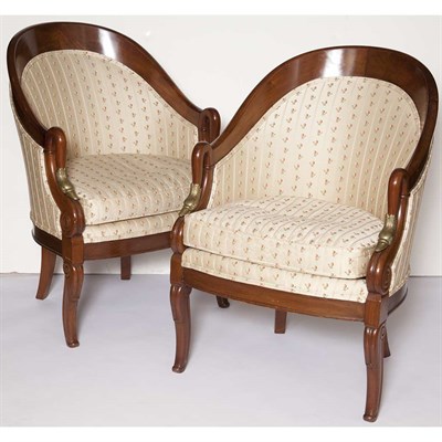 Lot 566 - Pair of Empire Style Parcel Gilt Mahogany...