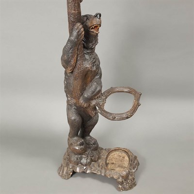 Lot 231 - Black Forest Carved Wood Bear and Tree Form...