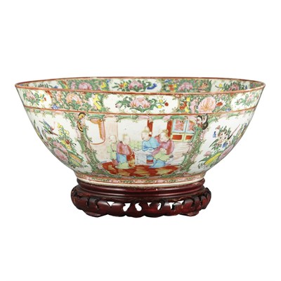 Lot 257 - Canton Rose Medallion Porcelain Punch Bowl...