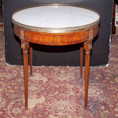 Lot 505 - Louis XVI Style Marble Top Mahogany Bouillotte...