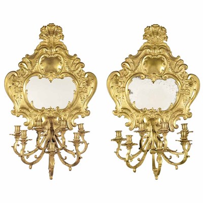 Lot 315 - Pair of Louis XV Style Gilt-Metal Seven-Light...