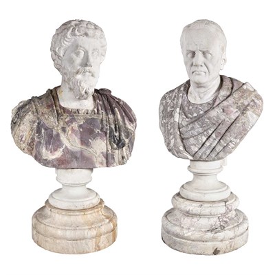 Lot 219 - Two Continental Neoclassical Variagated Marble...