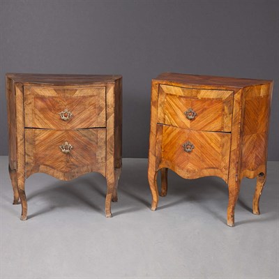 Lot 283 - Pair of Continental Rococo Style Walnut Chests...