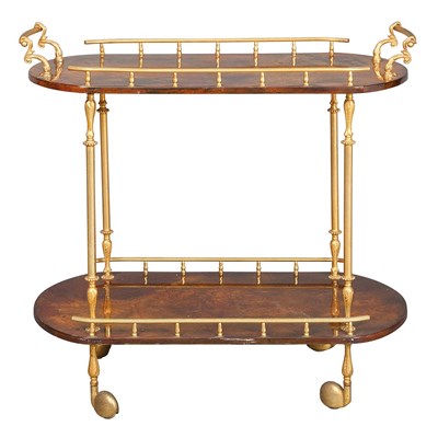 Lot 126 - Gilt-Metal and Faux Wood Bar Cart Height 29...