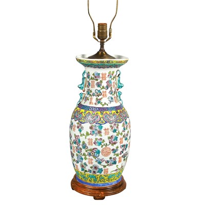 Lot 418 - Chinese Famille Rose Porcelain Lamp Height 19...