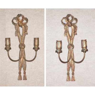 Lot 339 - Pair of Neoclassical Style Gilt-Wood Two-Light...
