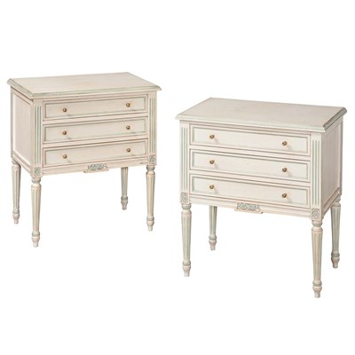 Lot 186 - Pair of Louis XVI Style Painted Bedside Chests...