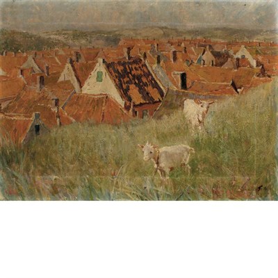 Lot 1104 - Circle of Gari Melchers Goats Above the...