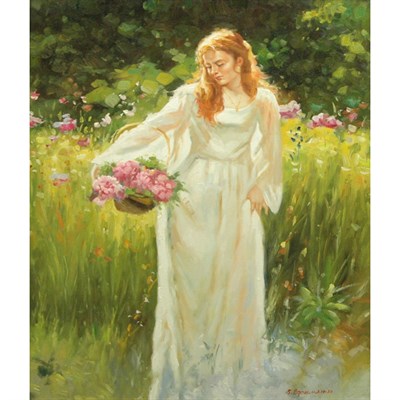 Lot 8 - 20th Century School Young Woman Picking...