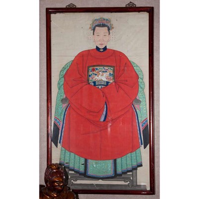 Lot 262 - Framed Chinese Ancestral Portrait on Paper...