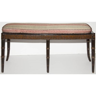 Lot 338 - Regency Gilt Decorated Black Painted Caned...