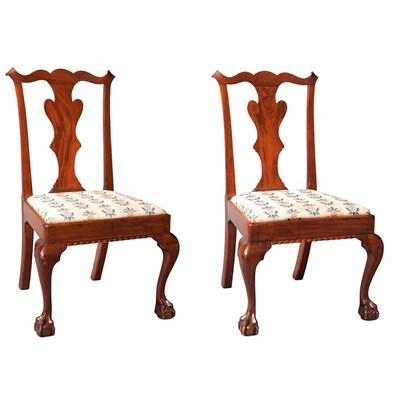 Lot 384 - Pair of Chippendale Mahogany Side Chairs New...