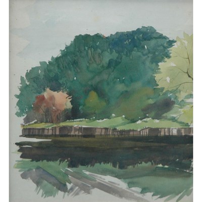Lot 1056 - American School 20th Century River Study with...