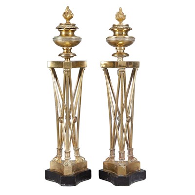 Lot 330 - Pair of Empire Style Gilt-Metal Candlesticks...