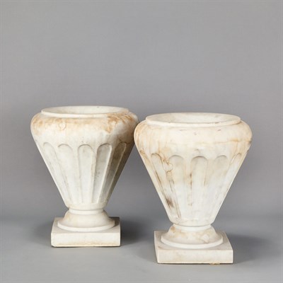 Lot 216 - Pair of Neoclassical Style Marble Urns Height...