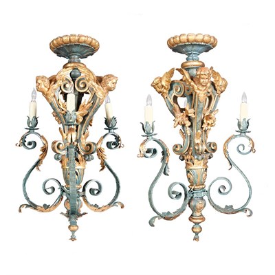 Lot 377 - Pair of Continental Baroque Style Painted and...