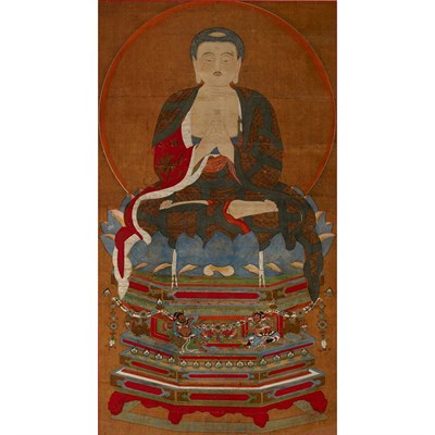 Lot 13 - Japanese School Meiji Period Buddha Ink and...