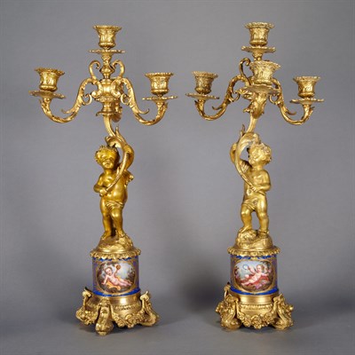 Lot 292 - Pair of Louis XV Style and Sevres Style...