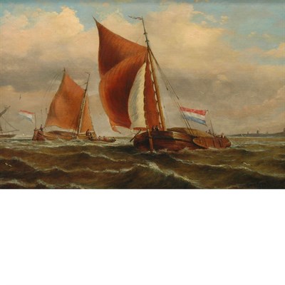 Lot 32 - Dutch School 19th Century Fishing Smacks off...