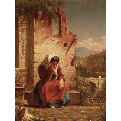 Lot 1022 - Italian School 19th Century Youth Among Ruins...