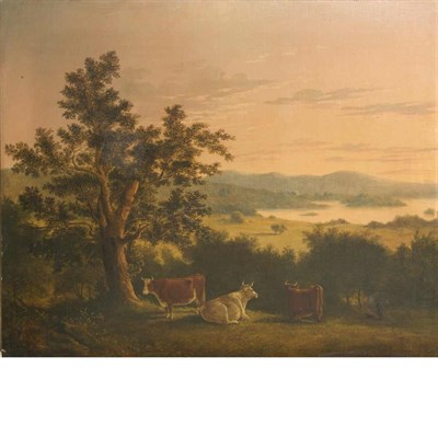 Lot 1041 - Thomas Hewes Hinckley American, 1813-1896 Cows...