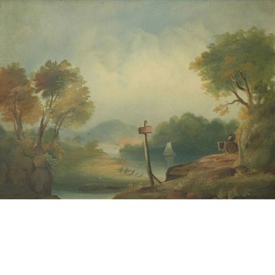 Lot 1075 - American School 19th Century River Landscape...