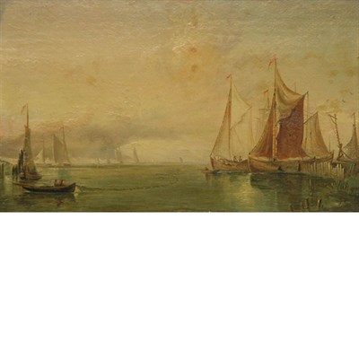 Lot 1005 - American School 19th Century Ships at Harbor...