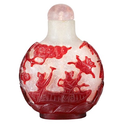 Lot 163 - Chinese Red Overlay Snuff Bottle 19th Century...