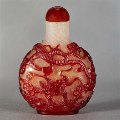 Lot 149 - Chinese Red Overlay Snuff Bottle 19th Century...