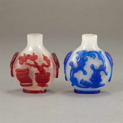 Lot 145 - Two Chinese Overlay Glass Snuff Bottles 19th...