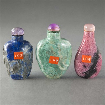 Lot 142 - Group of Three Chinese Stone Snuff Bottles...
