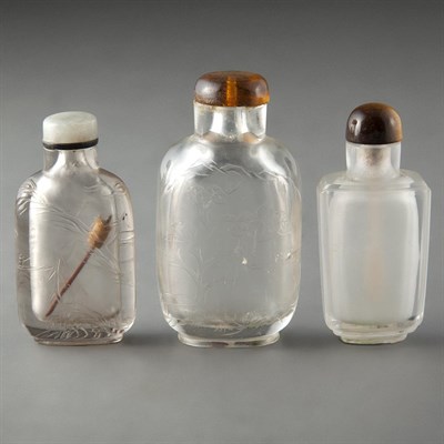 Lot 177 - Group of Three Chinese Crystal Snuff Bottles...
