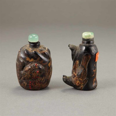 Lot 158 - Two Chinese Root Amber Snuff Bottles 19th...