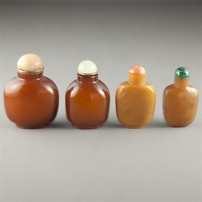 Lot 165 - Group of Four Chinese Jade Snuff Bottles 19th...